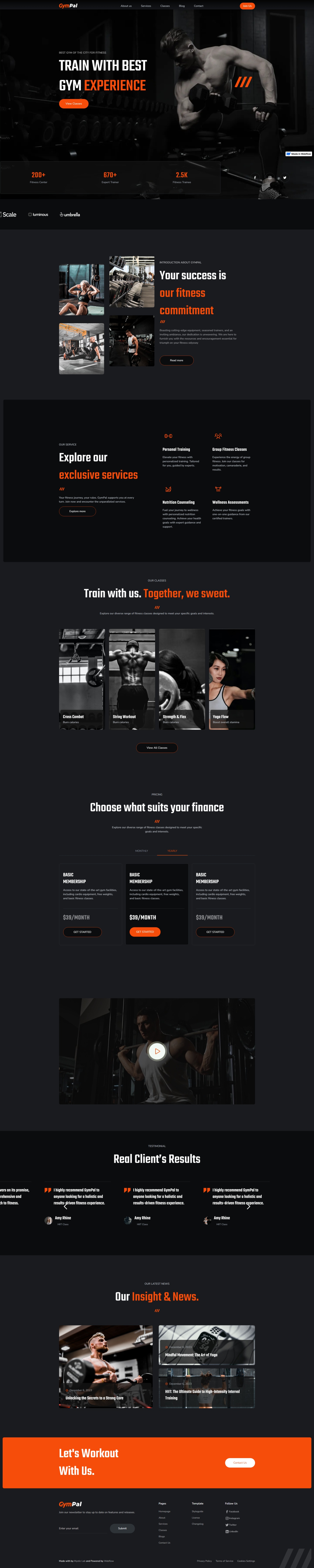 concept website for gyms