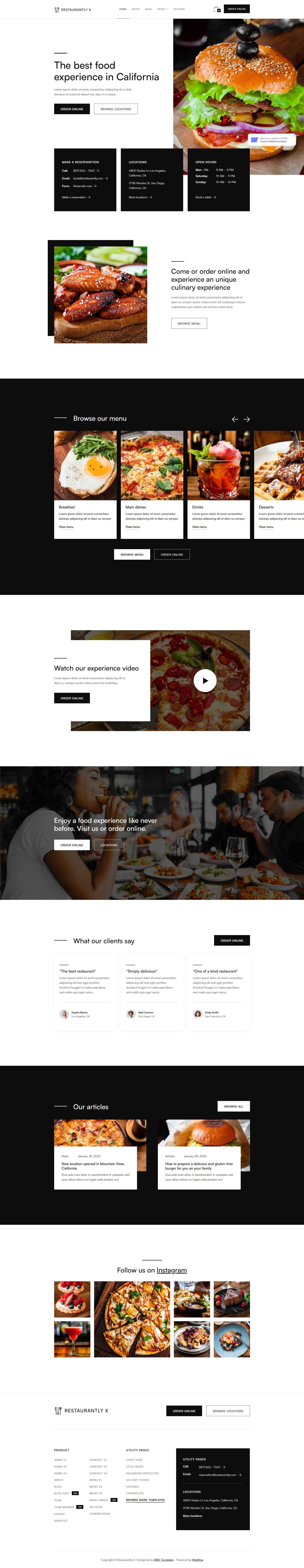 concept website for restaurants